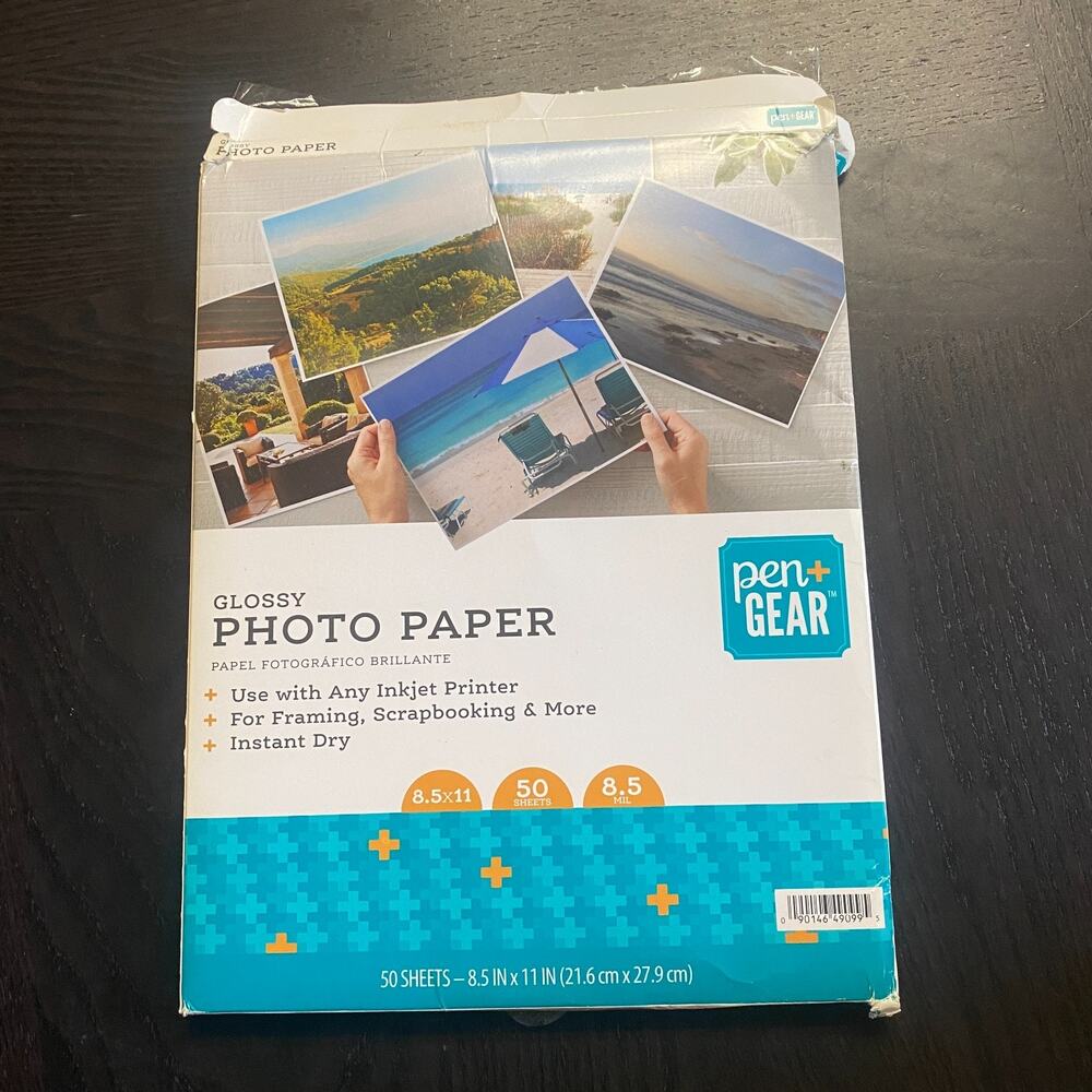 Pen + Gear Glossy Photo Paper 50 Sheets 8.5 Mil 8.5" x 11" Inkjet Printers 45/50
